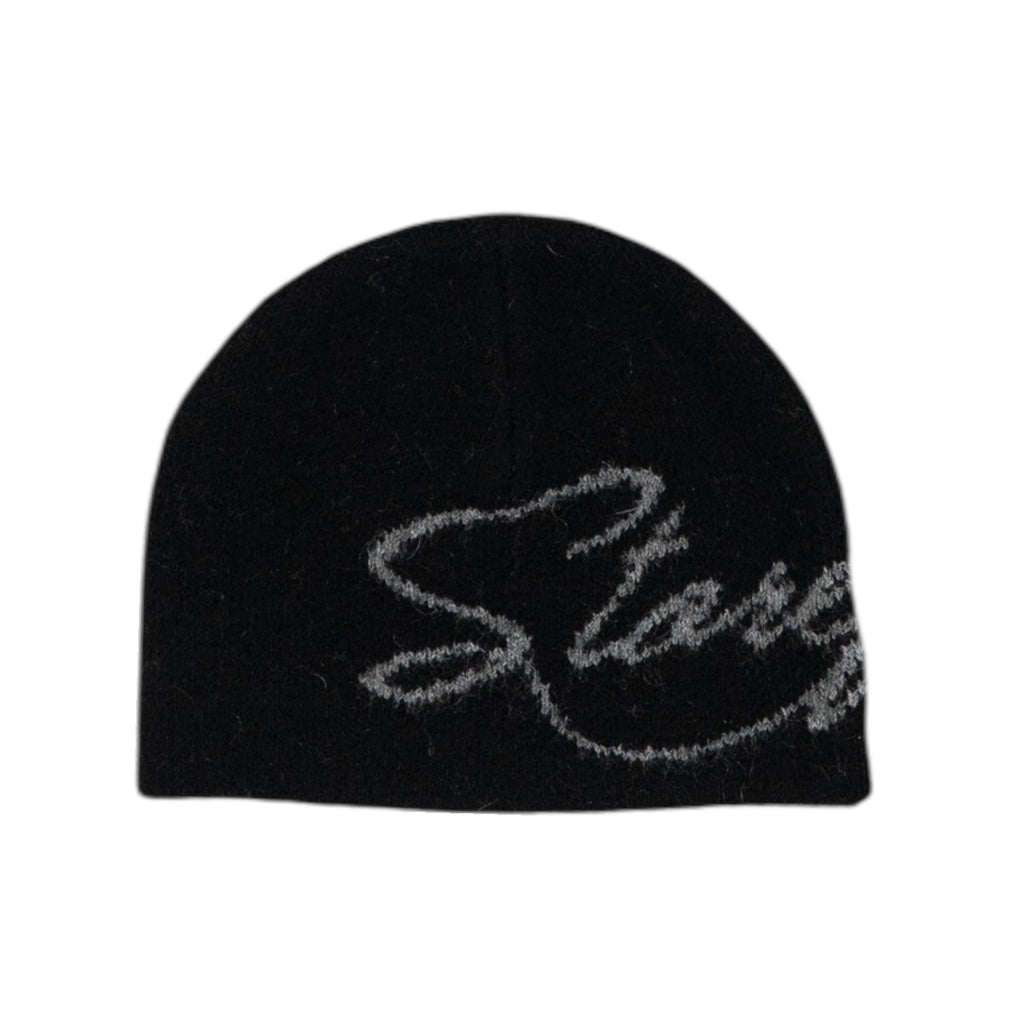 Script Mohair Skull Beanie (Black)