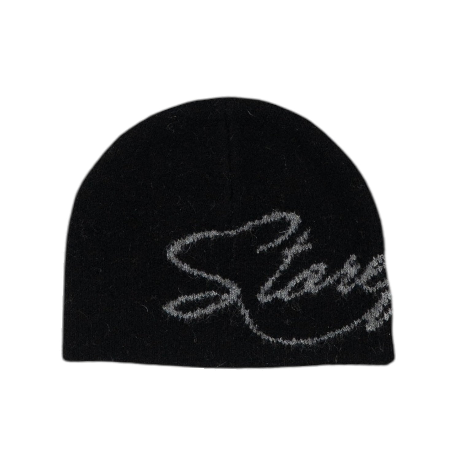 Script Mohair Skull Beanie (Black)