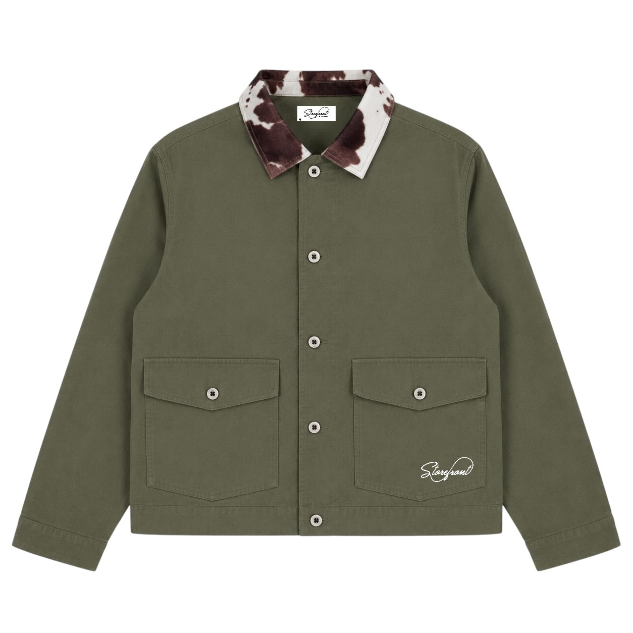 Cow Collar Canvas Jacket (Olive)