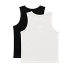 Script Waffle Vests Twinpack (Black/White)