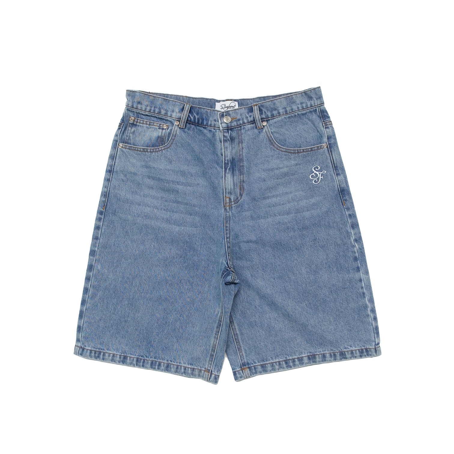 Script Jean Shorts (Light Blue Wash)