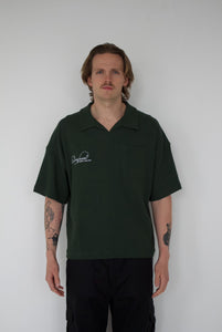 Waffle Knit Polo Shirt (Dark Green)