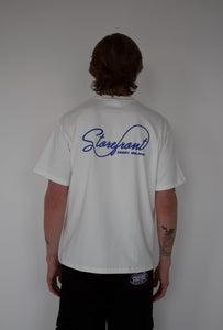 Script Logo Tee (White/Blue)