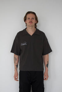 Waffle Knit Polo Shirt (Charcoal)