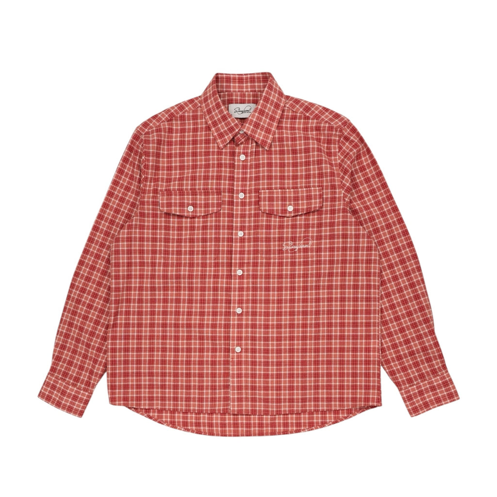 Script Poplin Flannel Shirt (Red)