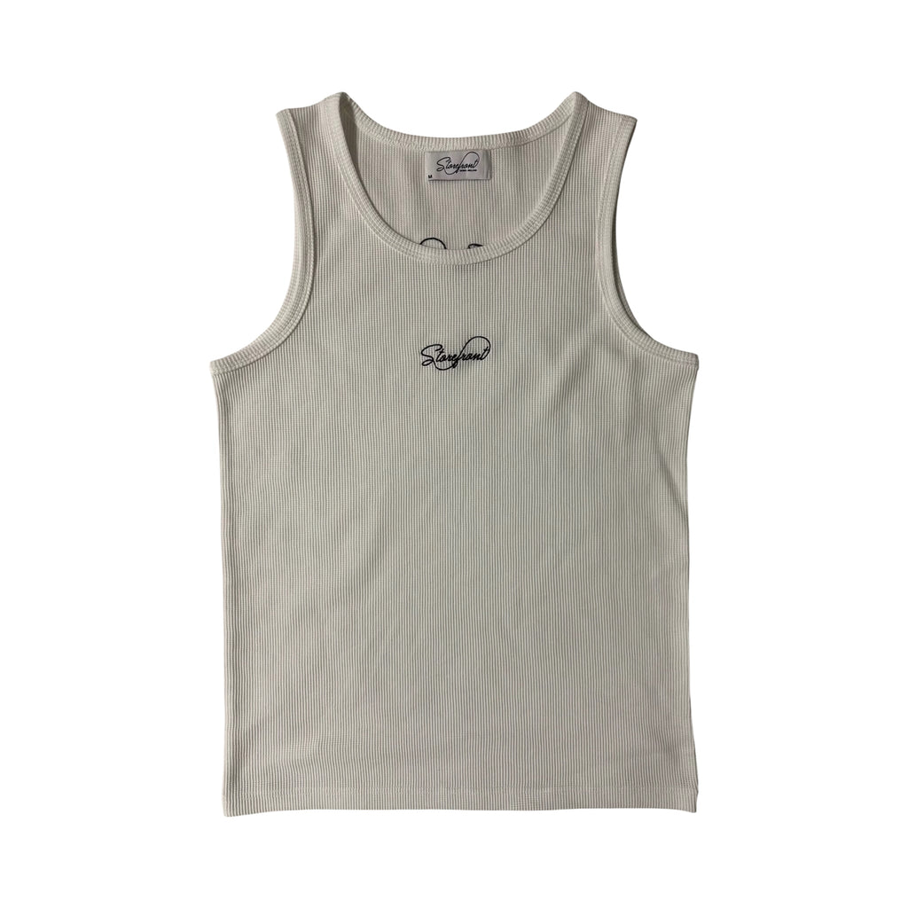 Script Waffle Tank Top (White)