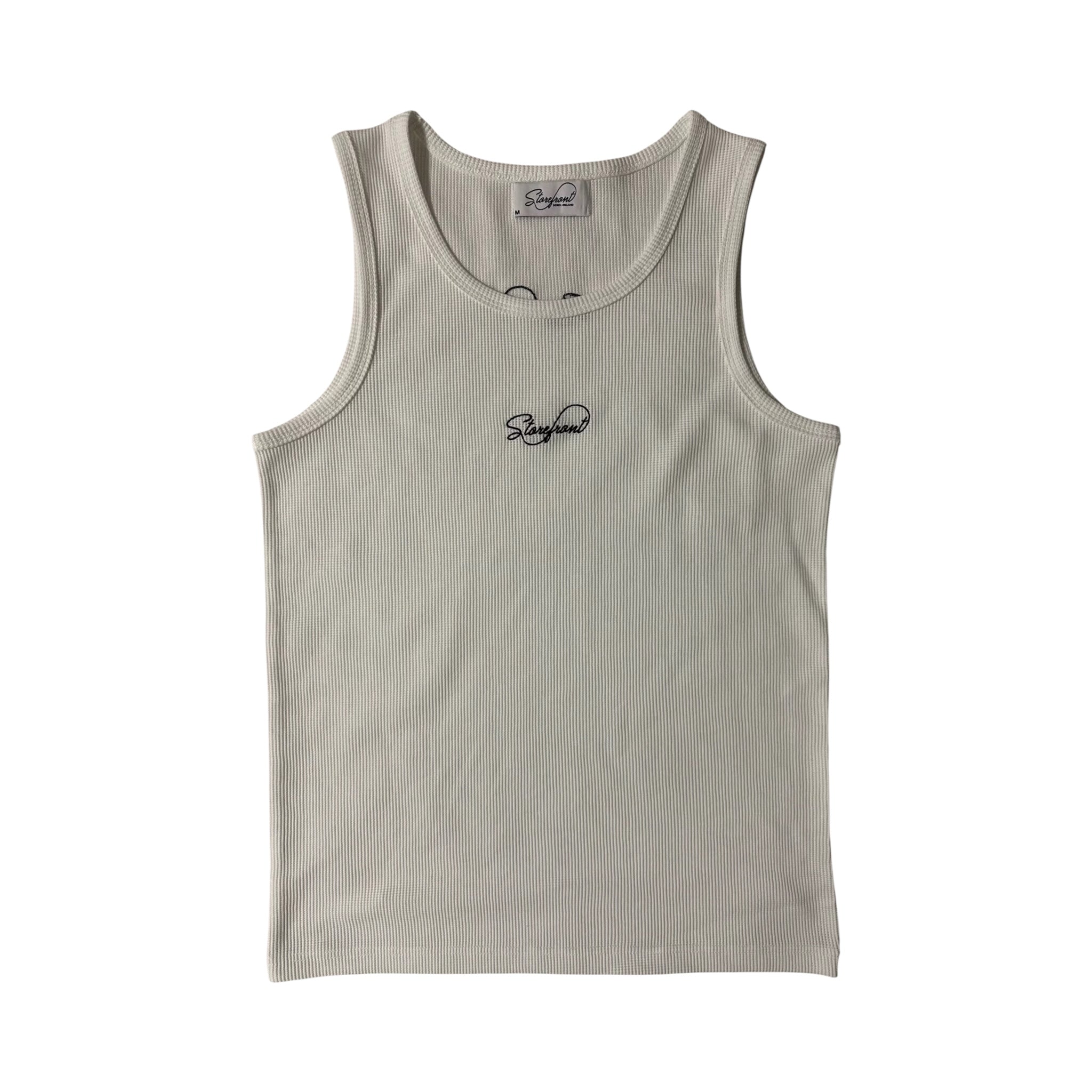 Script Waffle Tank Top (White)