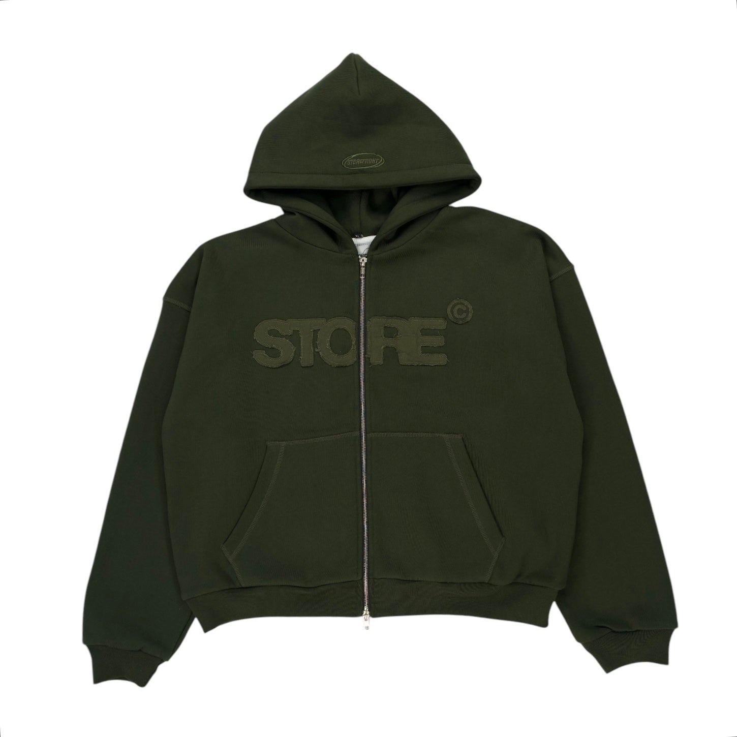 Team Contrast Stitch Zip Up Hoodie (Forest Green)