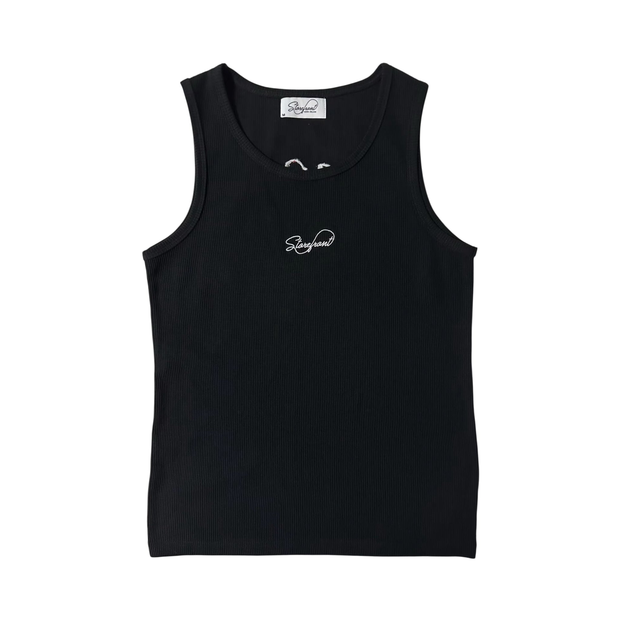 Script Waffle Tank Top (Black)