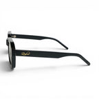 Script Rectangular Frame Sunglasses (Black)