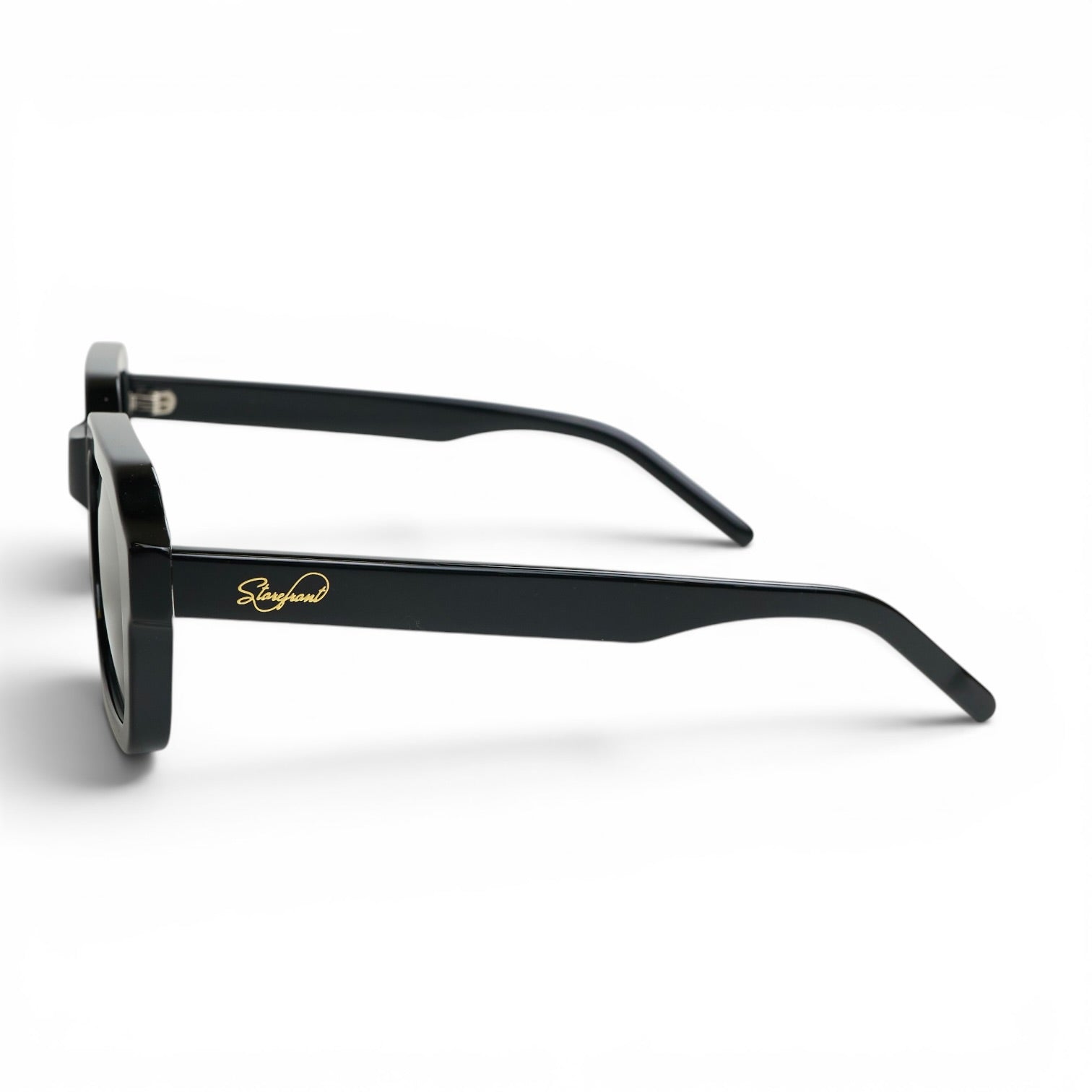 Script Rectangular Frame Sunglasses (Black)