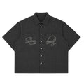 Split Script Short Sleeve Shirt (Black)