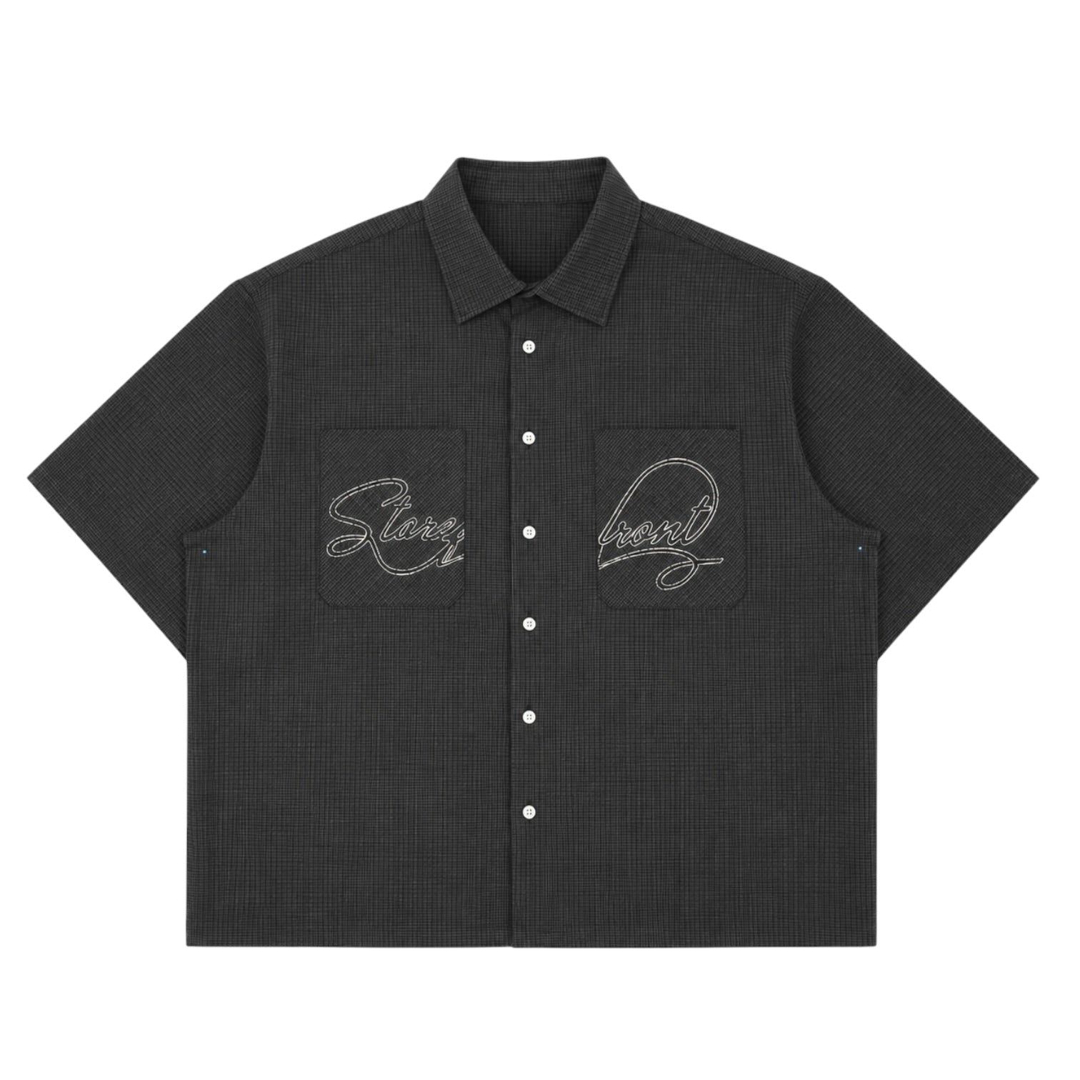 Split Script Short Sleeve Shirt (Black)