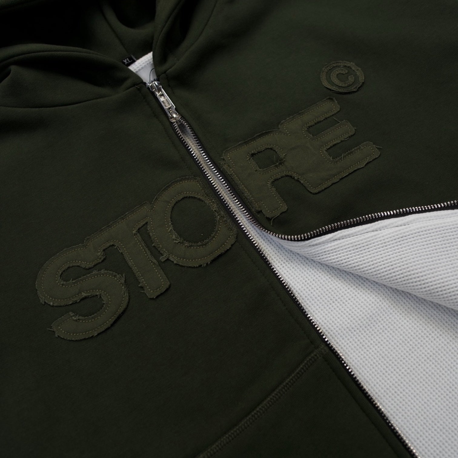 Team Contrast Stitch Zip Up Hoodie (Forest Green)