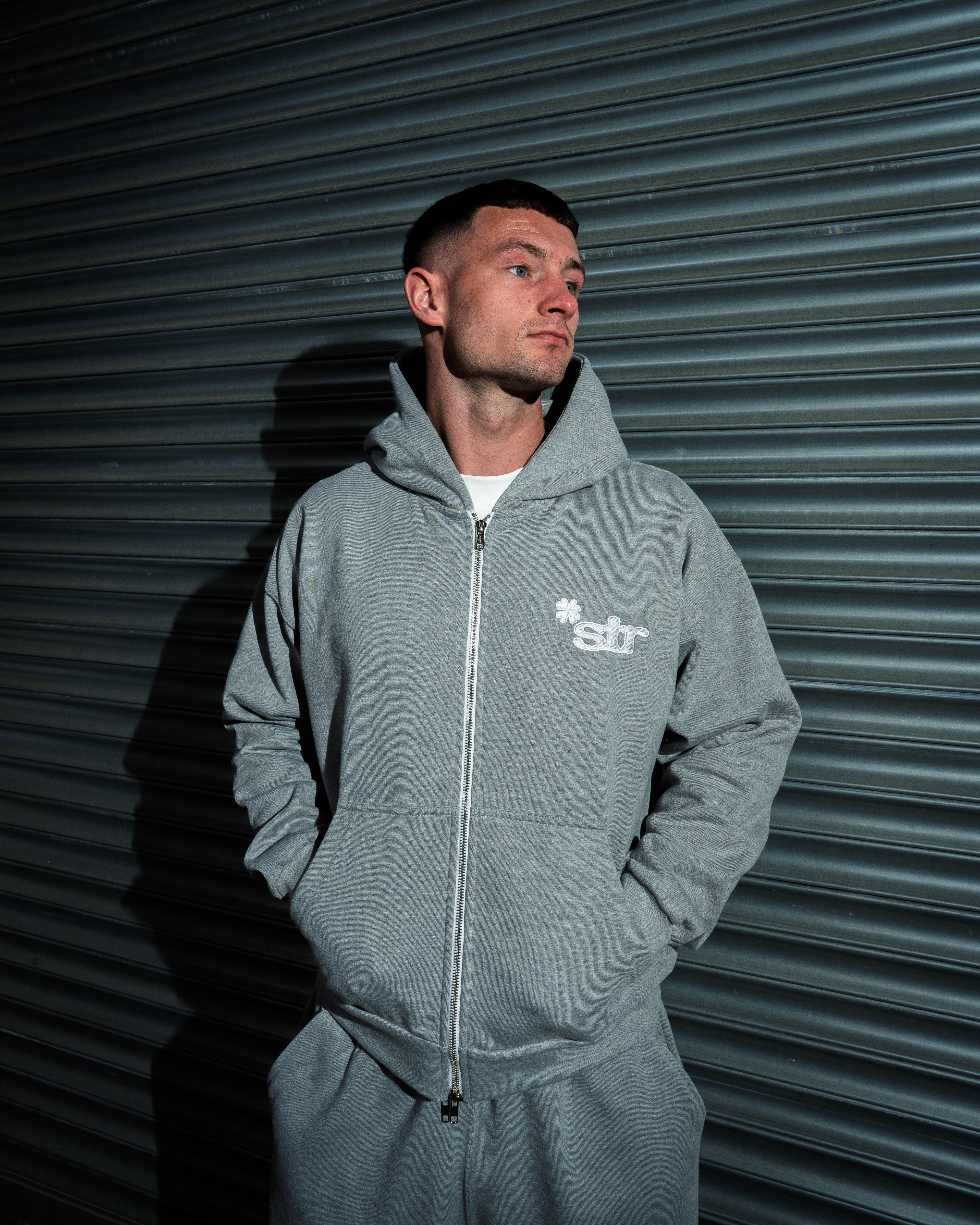STR Clover Heavyweight Zip Up Hoodie (Grey)