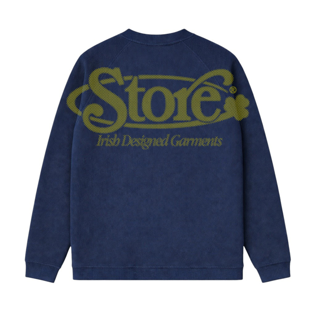 Three Leaf Halftone Waffle (Navy)