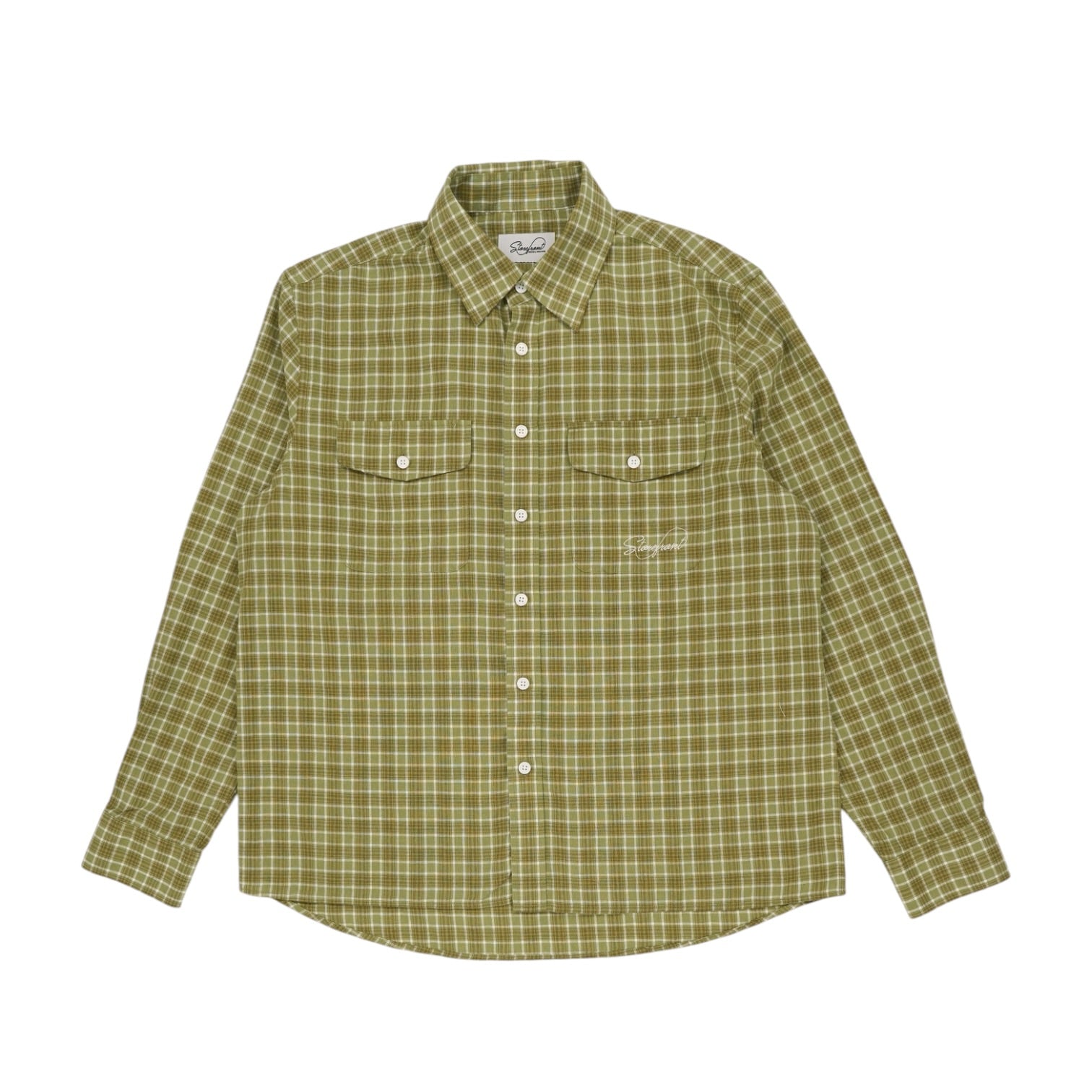 Script Poplin Flannel Shirt (Green)