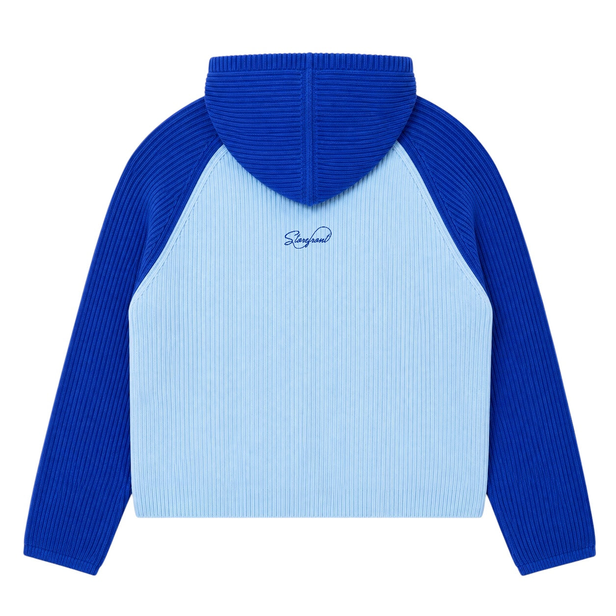 Raglan Cable Hooded Knit (Navy/Blue)