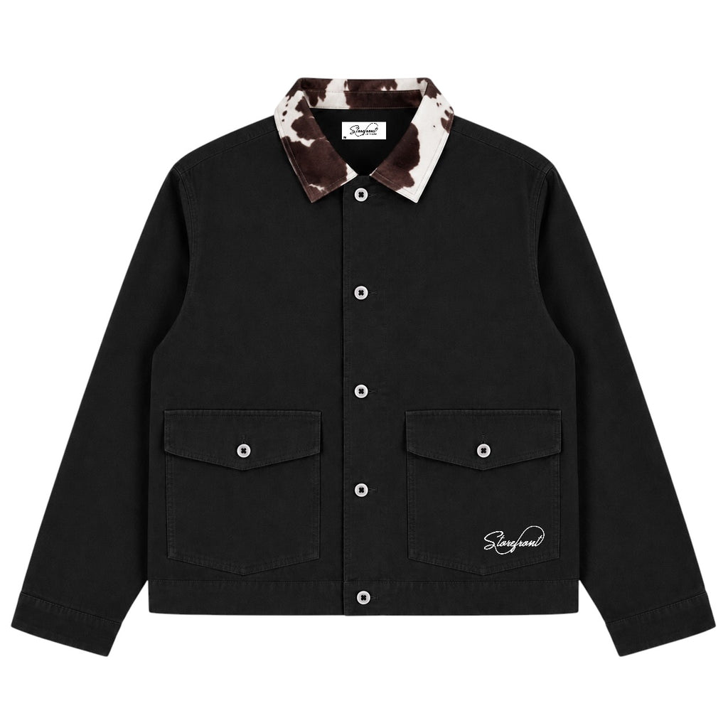 Cow Collar Canvas Jacket (Black)
