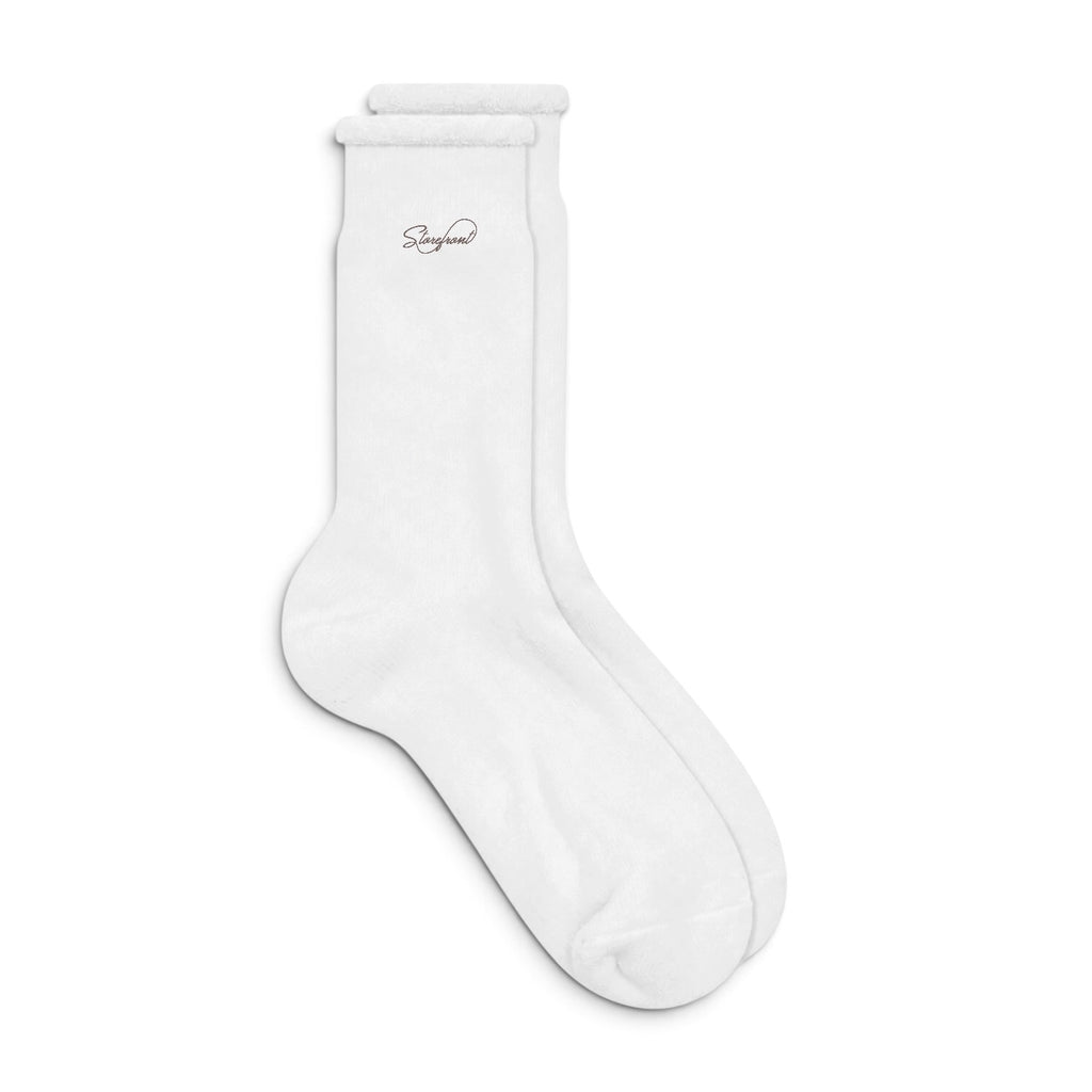 Script Slub Socks (White)