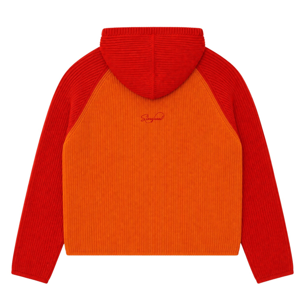 Raglan Cable Hooded Knit (Red/Orange)