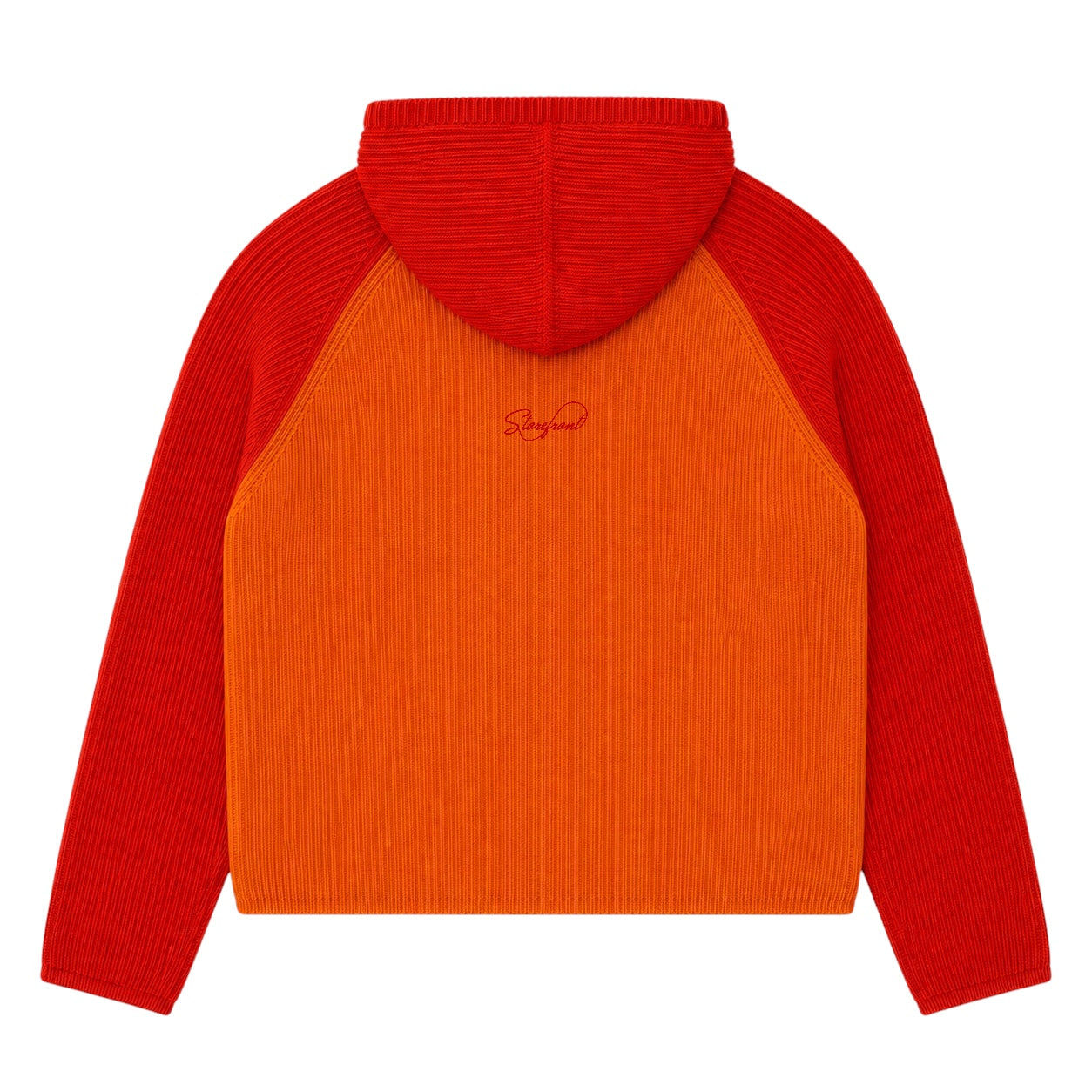 Raglan Cable Hooded Knit (Red/Orange)