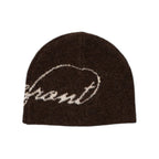 Script Mohair Skull Beanie (Brown)