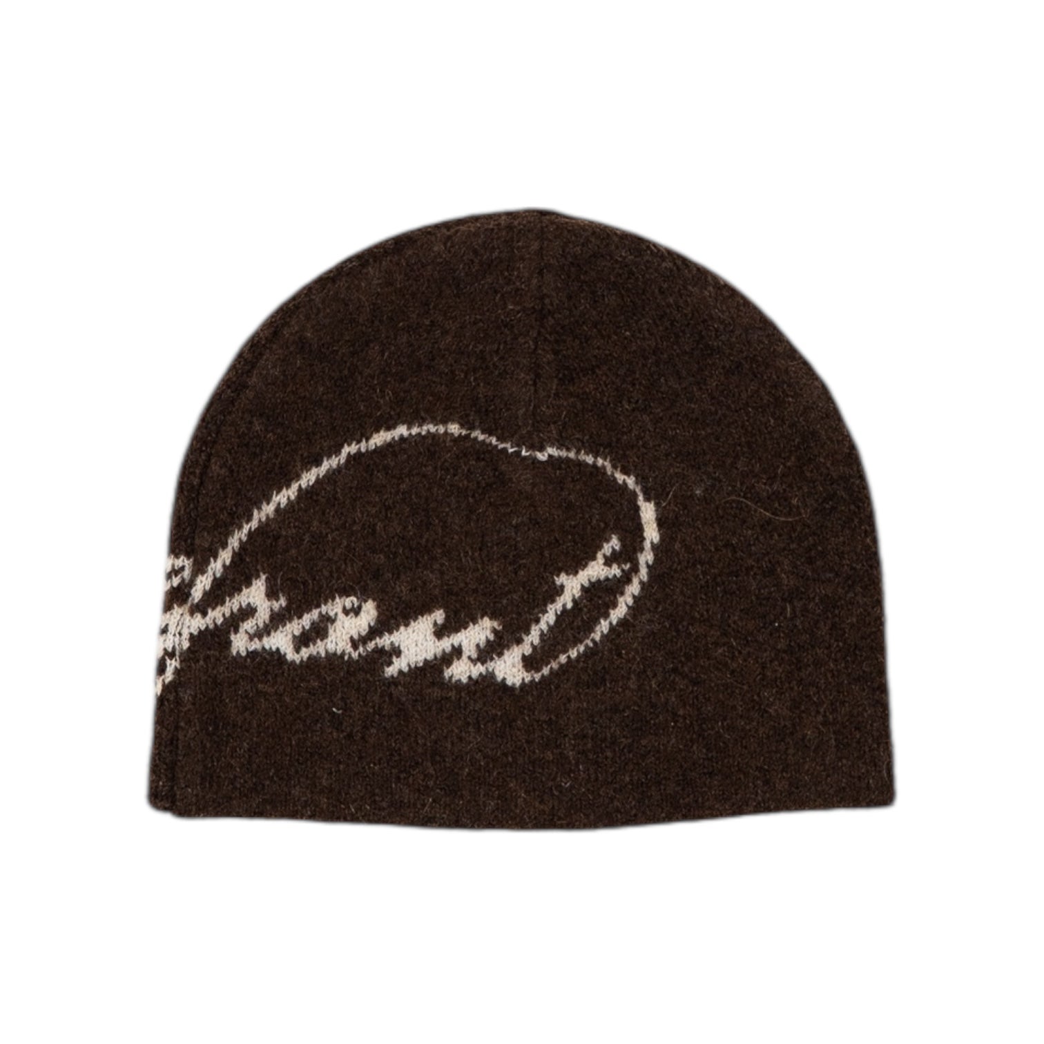 Script Mohair Skull Beanie (Brown)