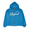 Script Appliqué Zip Up Hoodie (Blue)