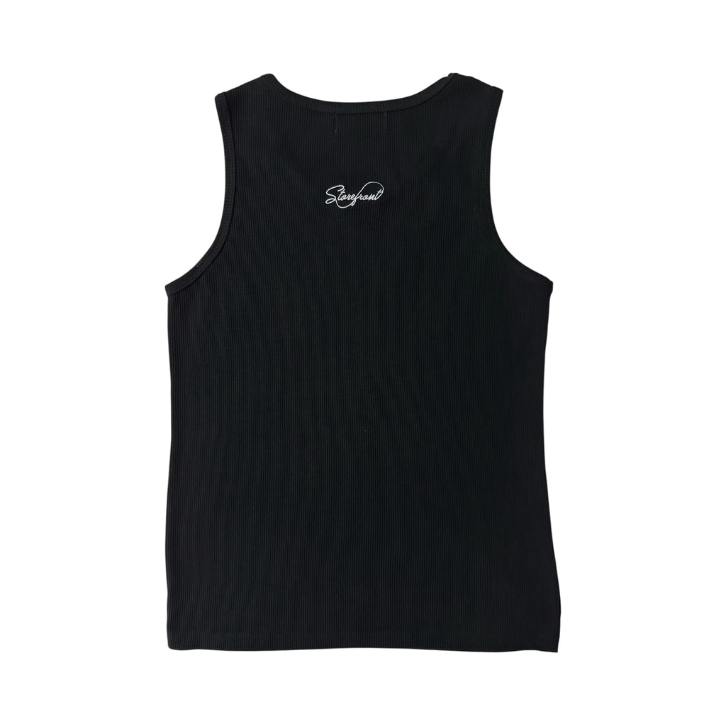 Script Waffle Tank Top (Black)