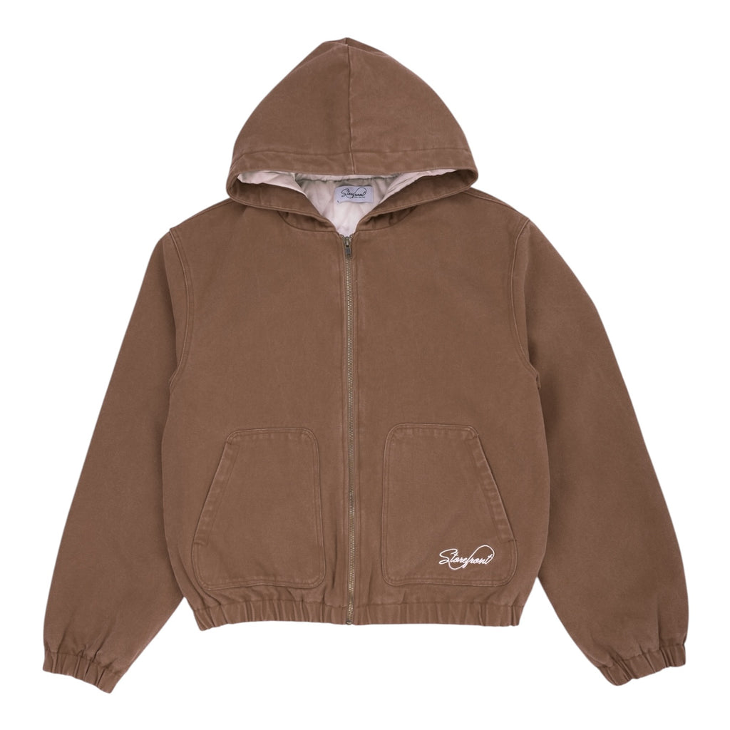 Duck Canvas Zip Up Hoodie (Washed Brown)