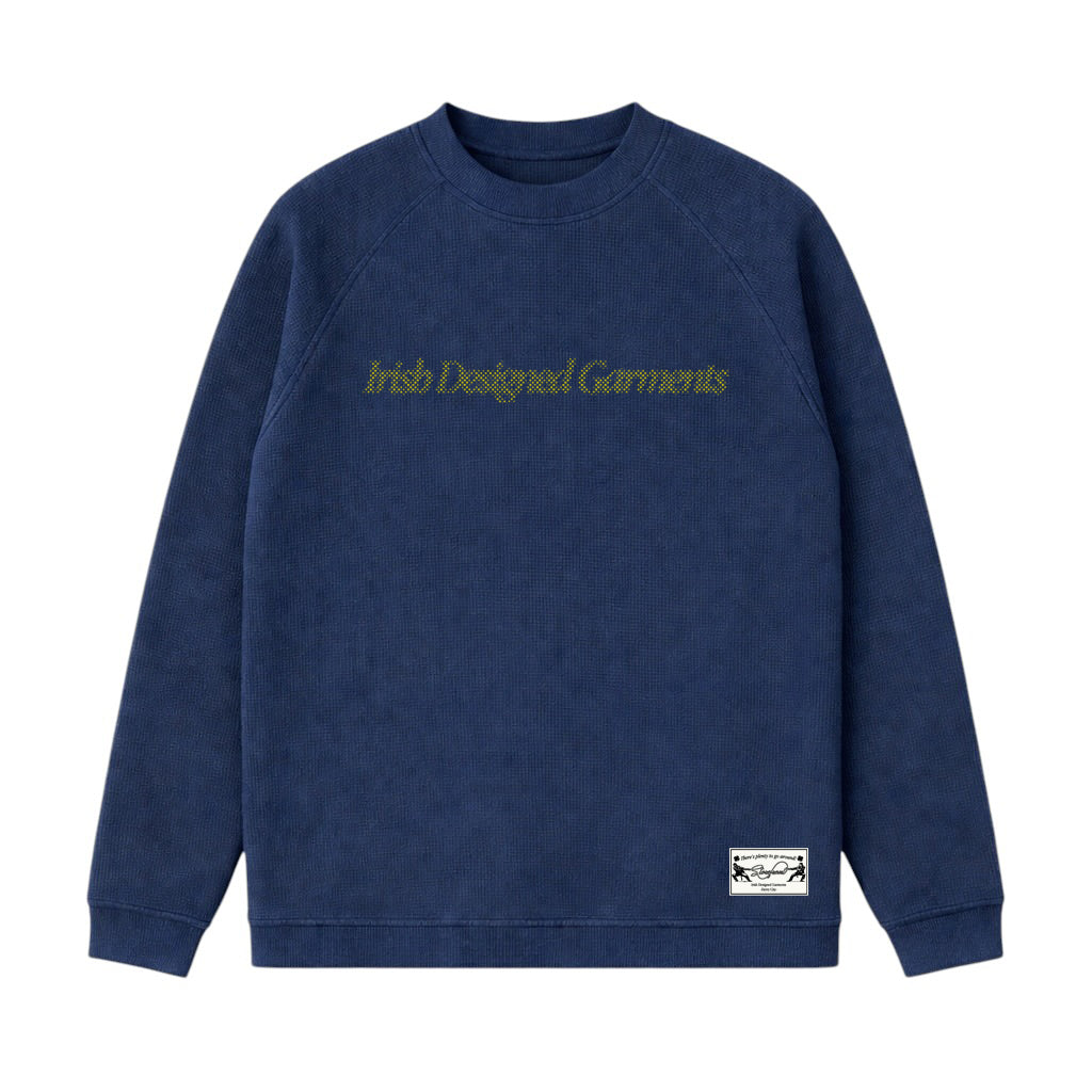 Three Leaf Halftone Waffle (Navy)