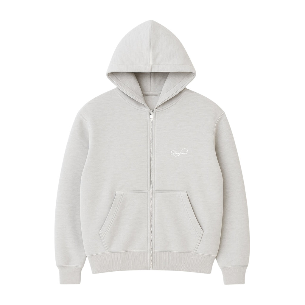 Mini-Script Zip Up Hoodie (Light Heather Grey)