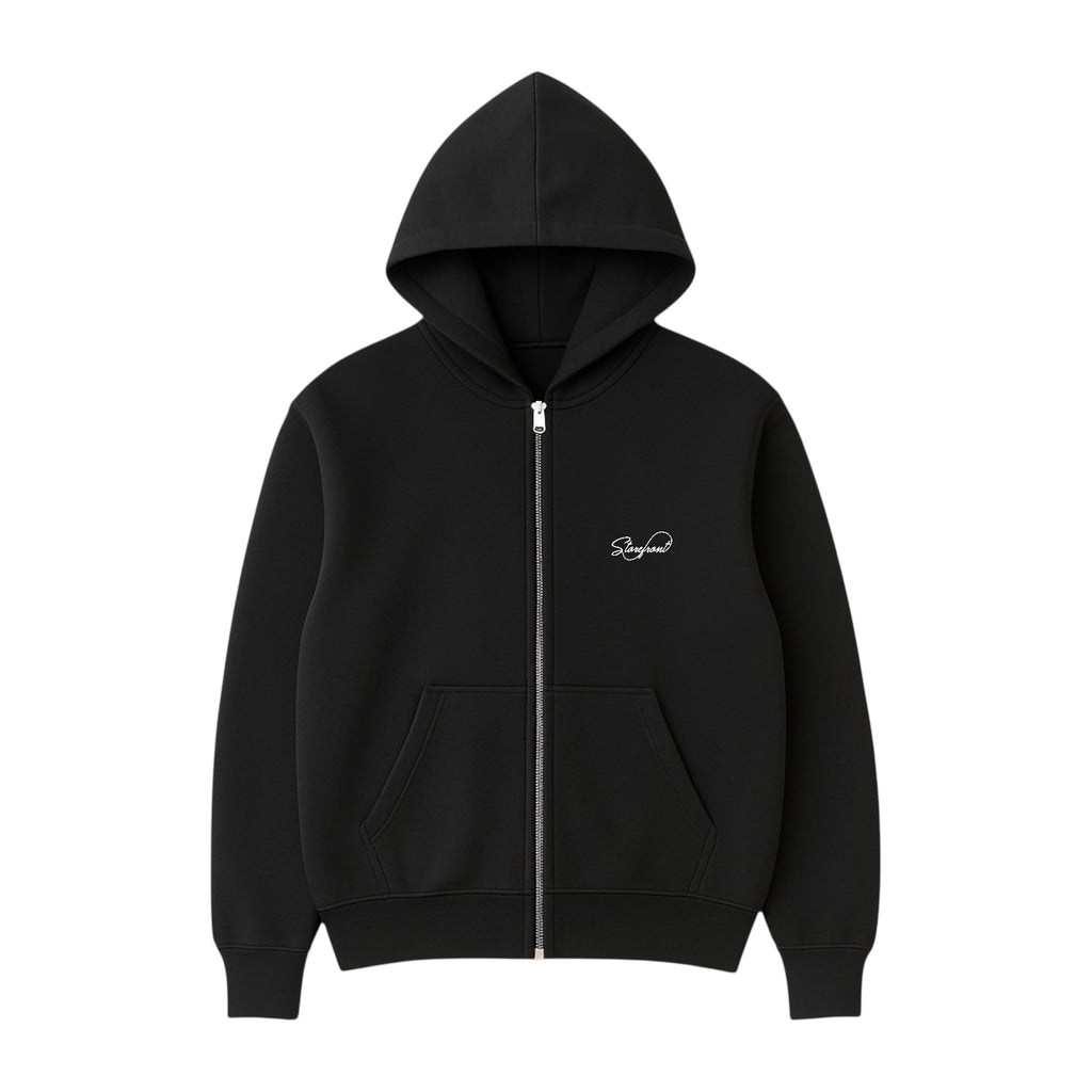 Mini-Script Zip Up Hoodie (Black)