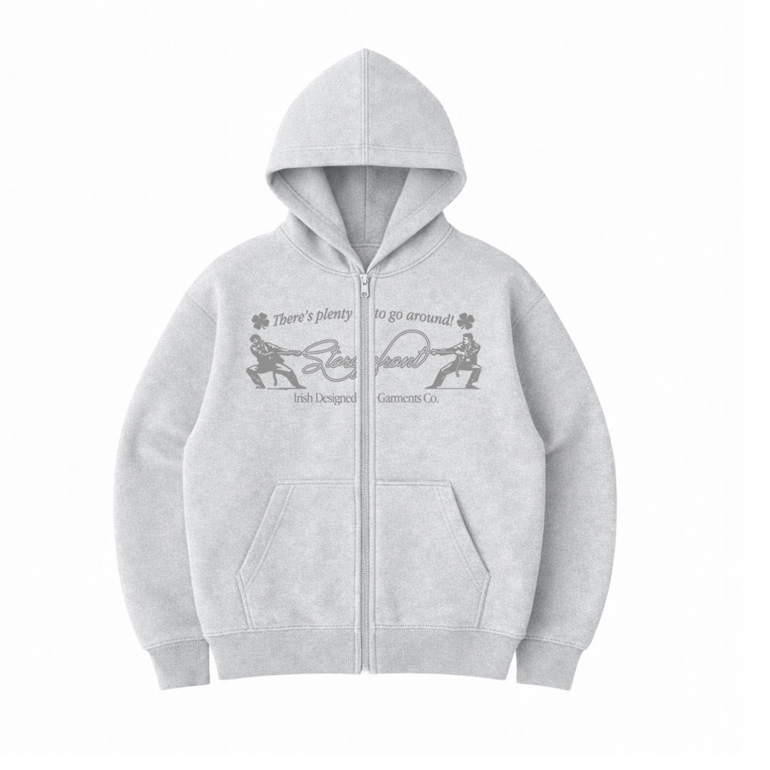 Script Rope Zip-Up Hoodie (Light Ash Grey)