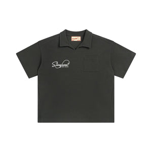 Waffle Knit Polo Shirt (Charcoal)