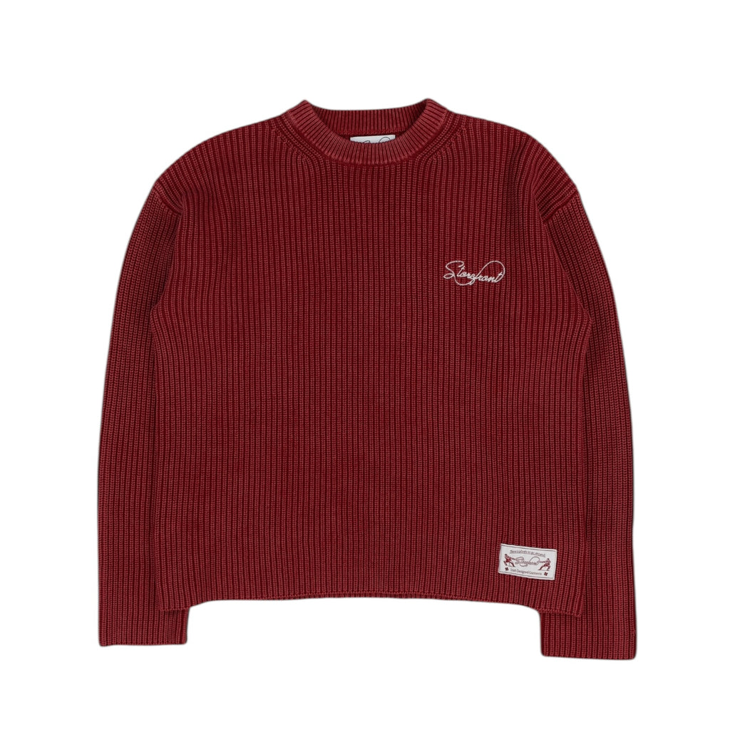 Script Fisherman Knit (Cherry Red)