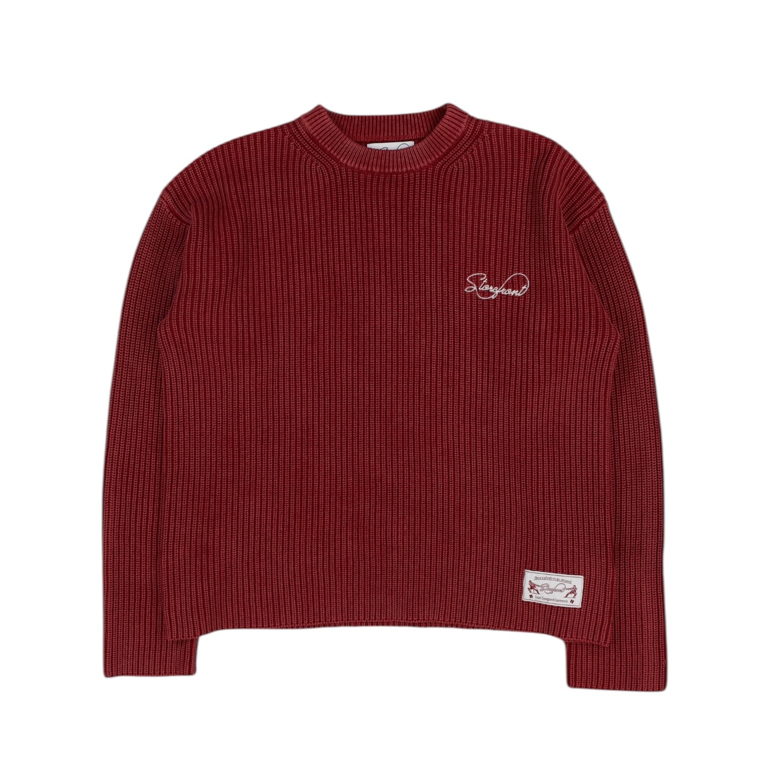 Script Fisherman Knit (Cherry Red)