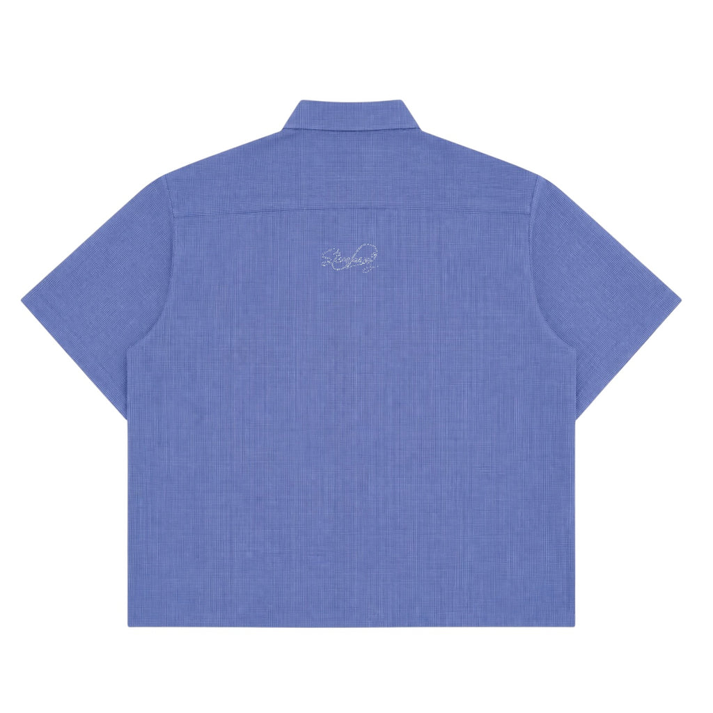 Split Script Short Sleeve Shirt (Blue)