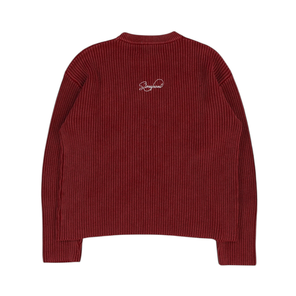 Script Fisherman Knit (Cherry Red)