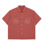 Split Script Short Sleeve Shirt (Red)