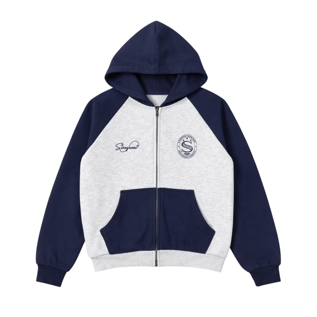 Club Zip Hoodie (Grey/Navy)