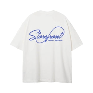 Script Logo Tee (White/Blue)