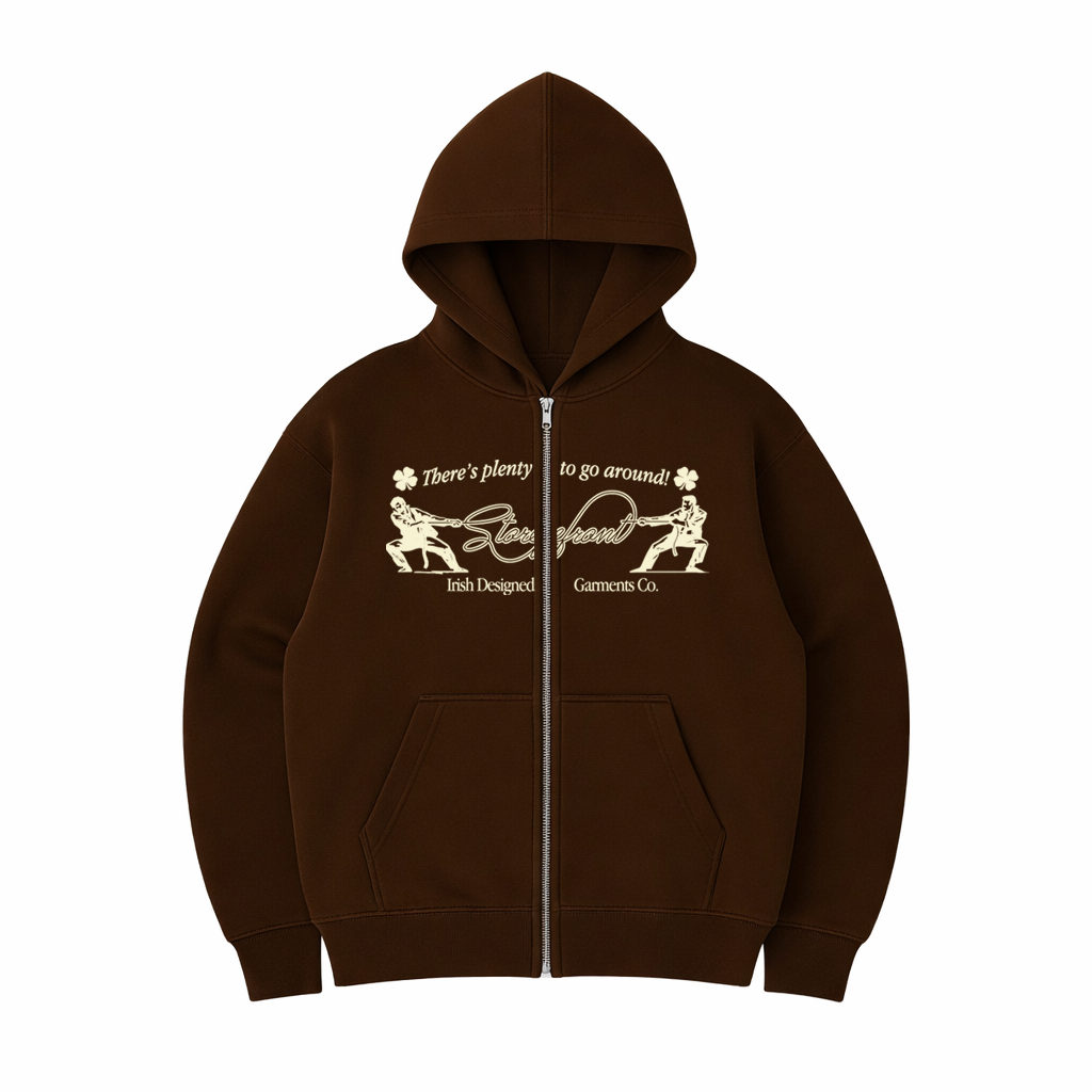 Script Rope Zip-Up Hoodie (Plum Brown)