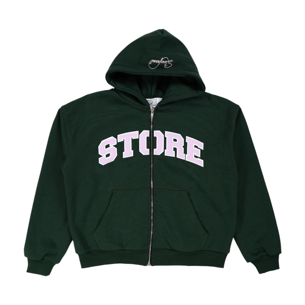 Store Waffle Lined Zip Up (Forrest Green)