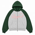 Script Overprint Zip Up Hoodie (Green)