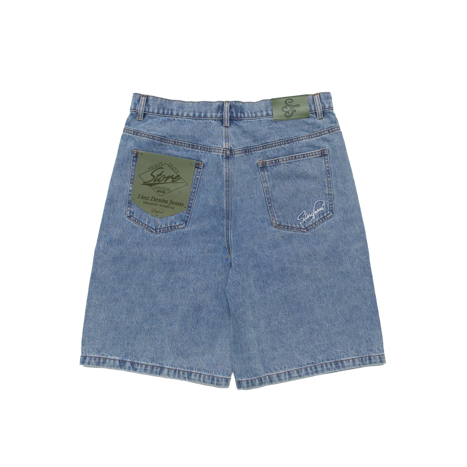 Script Jean Shorts (Light Blue Wash)