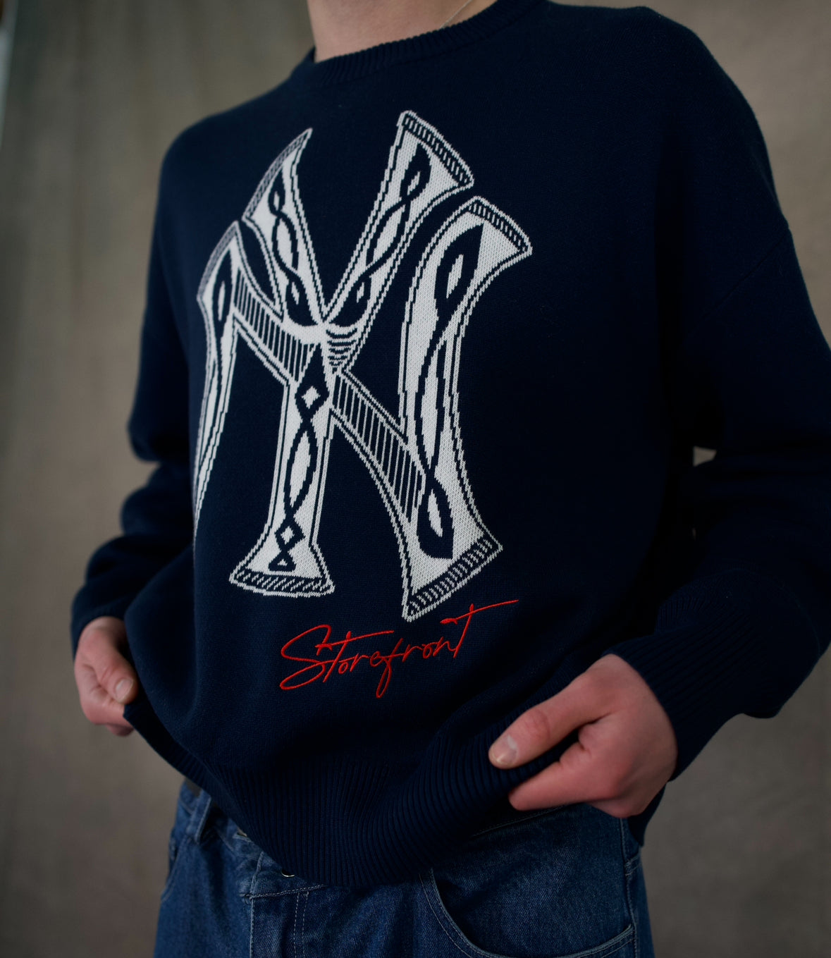 J-1 Knitted Jumper (Navy)