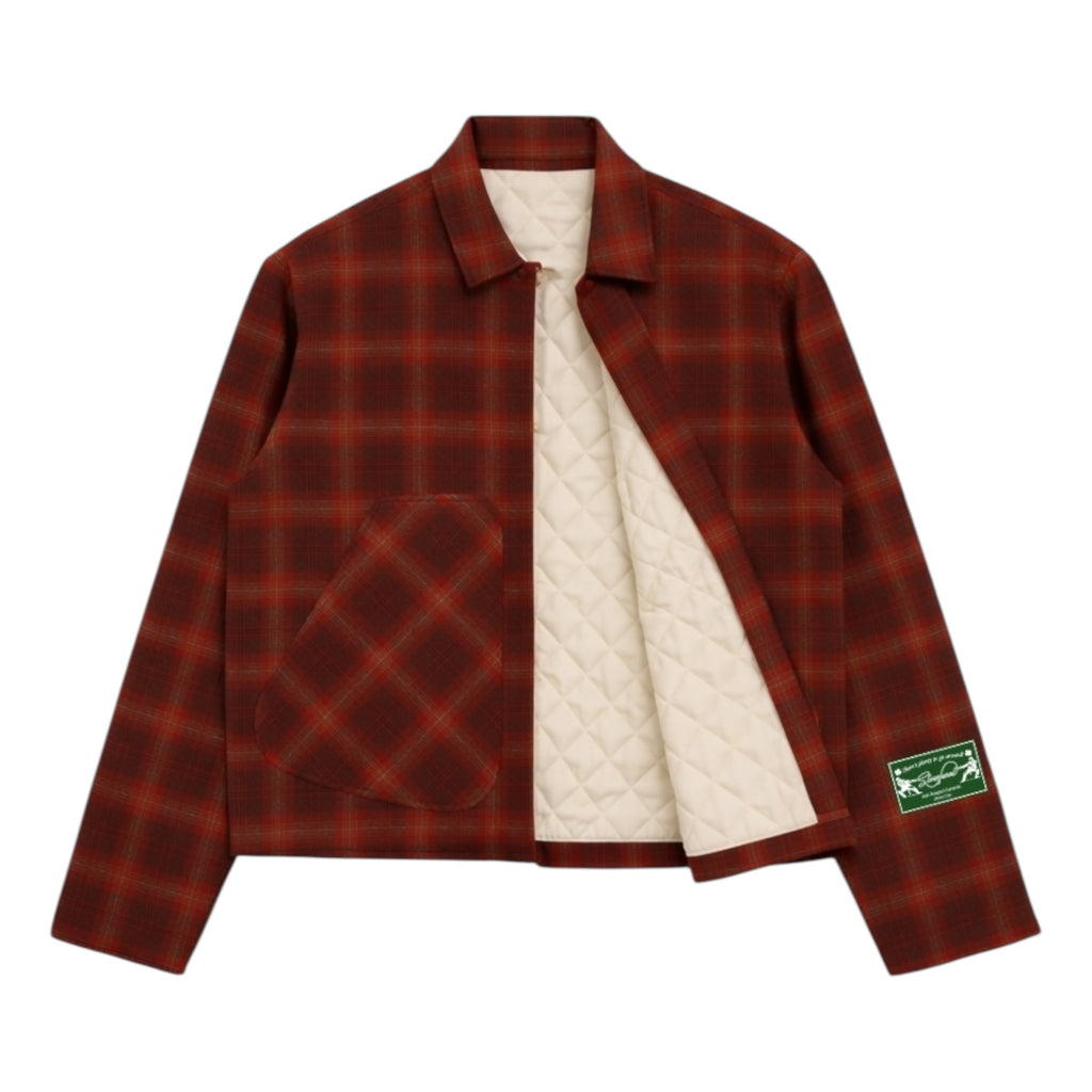 Plaid Lined Overshirt (Red)