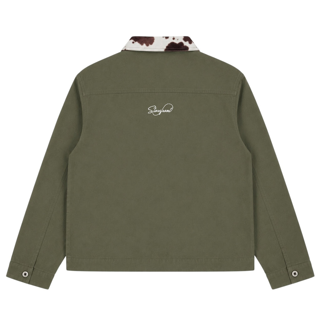 Cow Collar Canvas Jacket (Olive)
